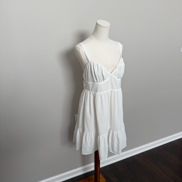 Princess Polly Dress Babydoll Mini Corset Slip Ruffle Eyelet Tie Back White - Picture 2 of 13